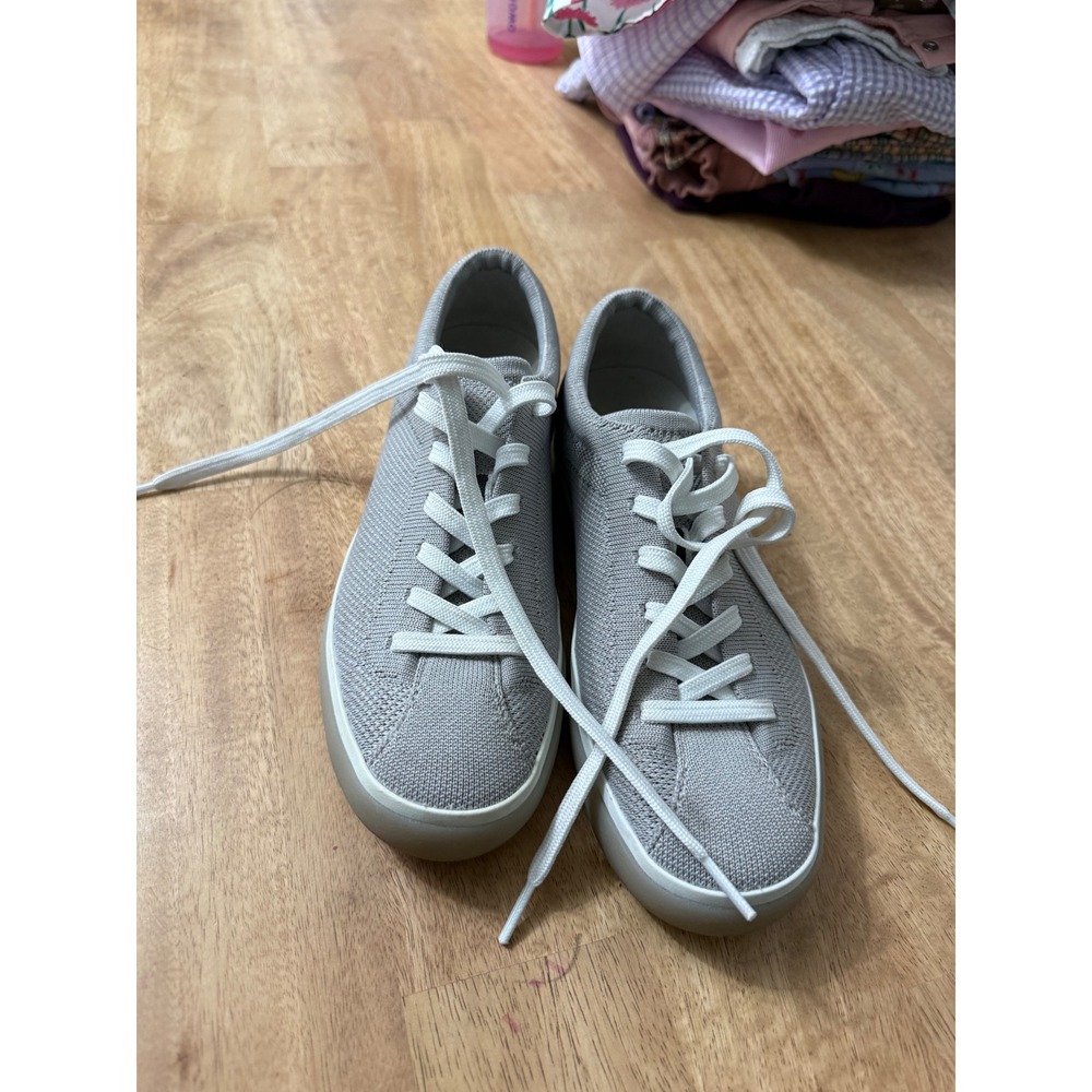 Rothys RS01 Lace Up Sneakers Slate Grey Knit Low Top Shoes Womens 6.5